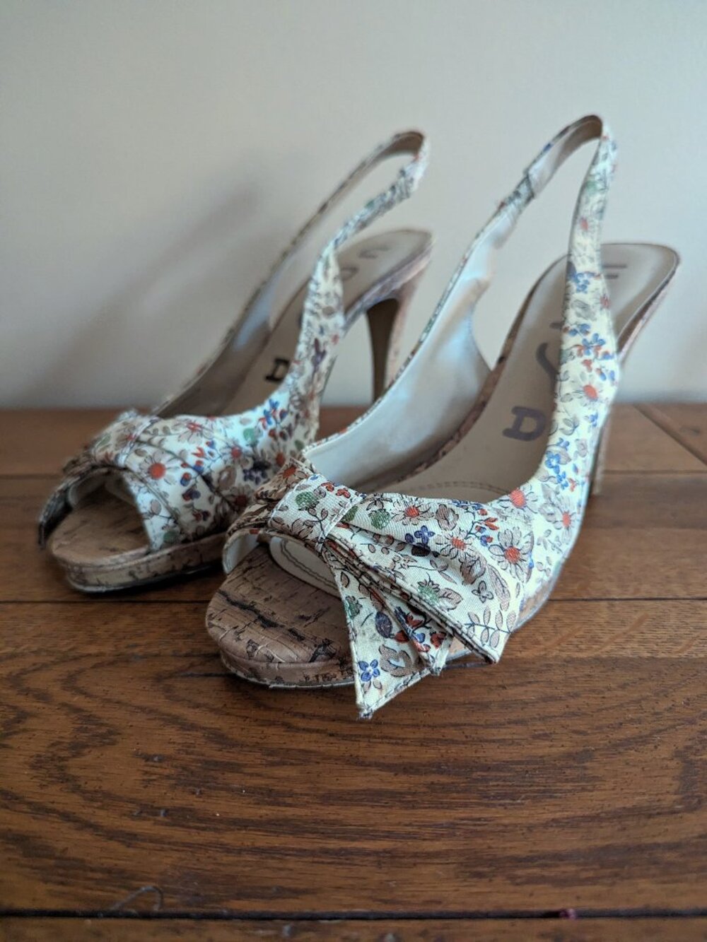 Gently Used Floral Peep Toe Heels